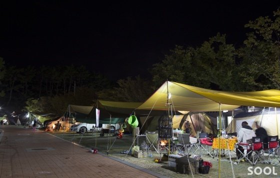 남산공원 오토캠핑장 야간 풍경