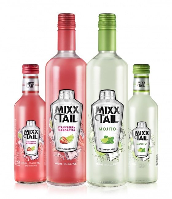 ‘믹스테일스트로베리마가리타’와 ‘믹스테일모히토’ 650ml, 275ml병제품 이미지