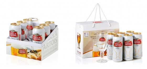 스텔라 아르투아 500 ml 캔 제품 6개와 전용잔 챌리스로 구성한 ‘스텔라 아르투아 가정의 달 선물세트’