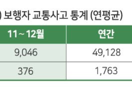 보행자 교통사고 사상자 연말에 집중 발생