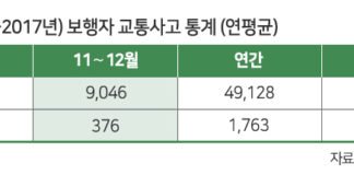 보행자 교통사고 사상자 연말에 집중 발생